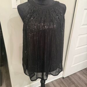 Grace Karin Black Sequin Blouse